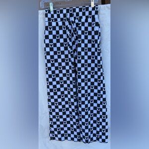 Albion - Black and White Checkered Pants with Mickey Mouse Pattern - XS